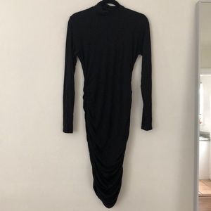 Black long sleeve midi dress - sexy